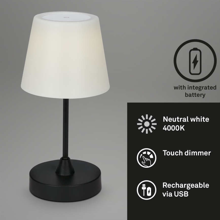 Brilo - LED ulkokäyttöön himmennettävä ladattava lamppu LED/3W/5V IP44 2000 mAh