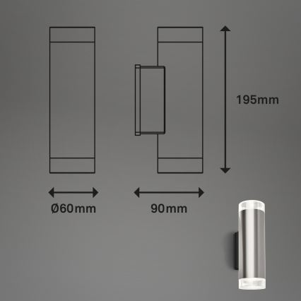 Brilo - LED-ulkoseinävalaisin 2xGU10/4,7W/230V IP44 4000K mattakromi