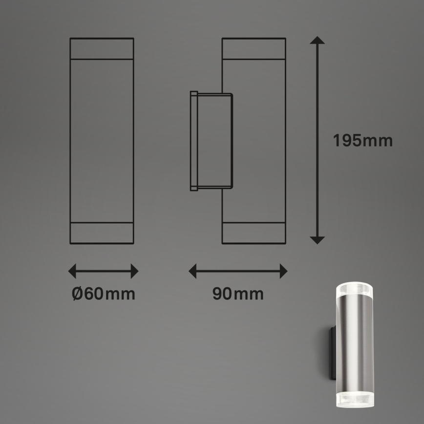 Brilo - LED-ulkoseinävalaisin 2xGU10/4,7W/230V IP44 4000K mattakromi