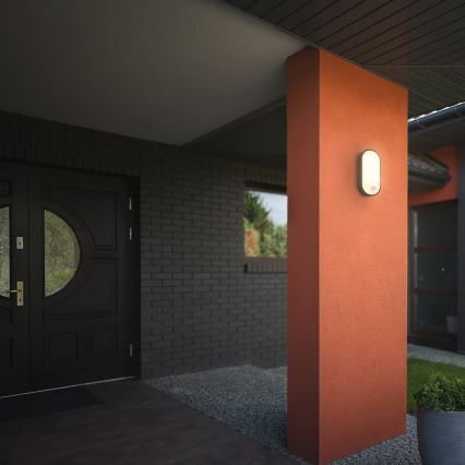 Brilo - LED-ulkovalaisin seinälle liike- ja hämärätunnistimella RUCH LED/12W/230V IP65 musta