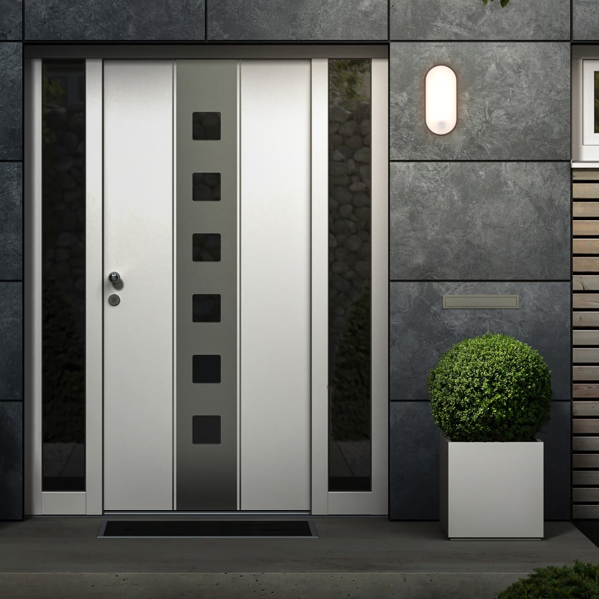 Brilo - LED-ulkovalaisin seinälle liike- ja hämärätunnistimella RUCH LED/12W/230V IP65 musta