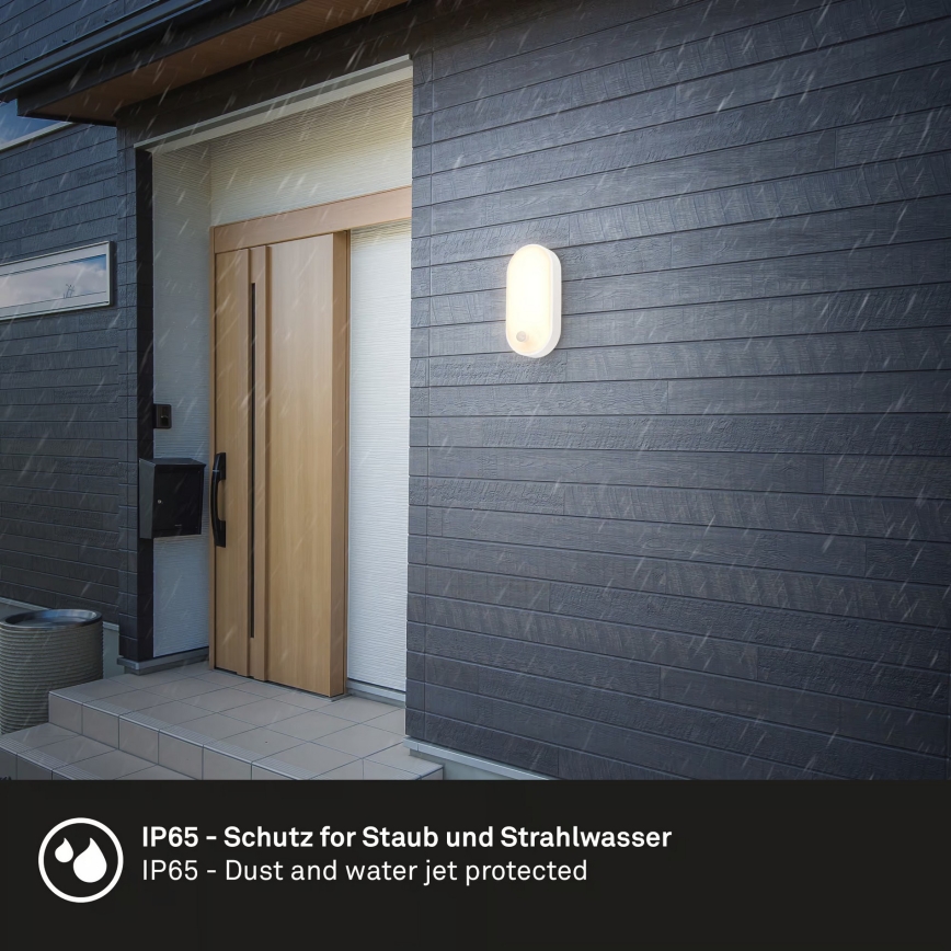 Brilo - LED-ulkoseinävalaisin liiketunnistimella ja hämäräkytkimellä RUCH LED/12W/230V IP65 valkoinen