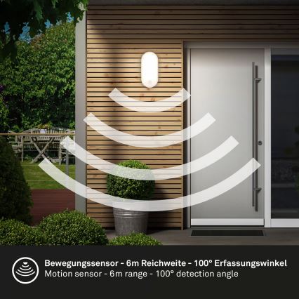 Brilo - LED-ulkoseinävalaisin liiketunnistimella ja hämäräkytkimellä RUCH LED/12W/230V IP65 valkoinen