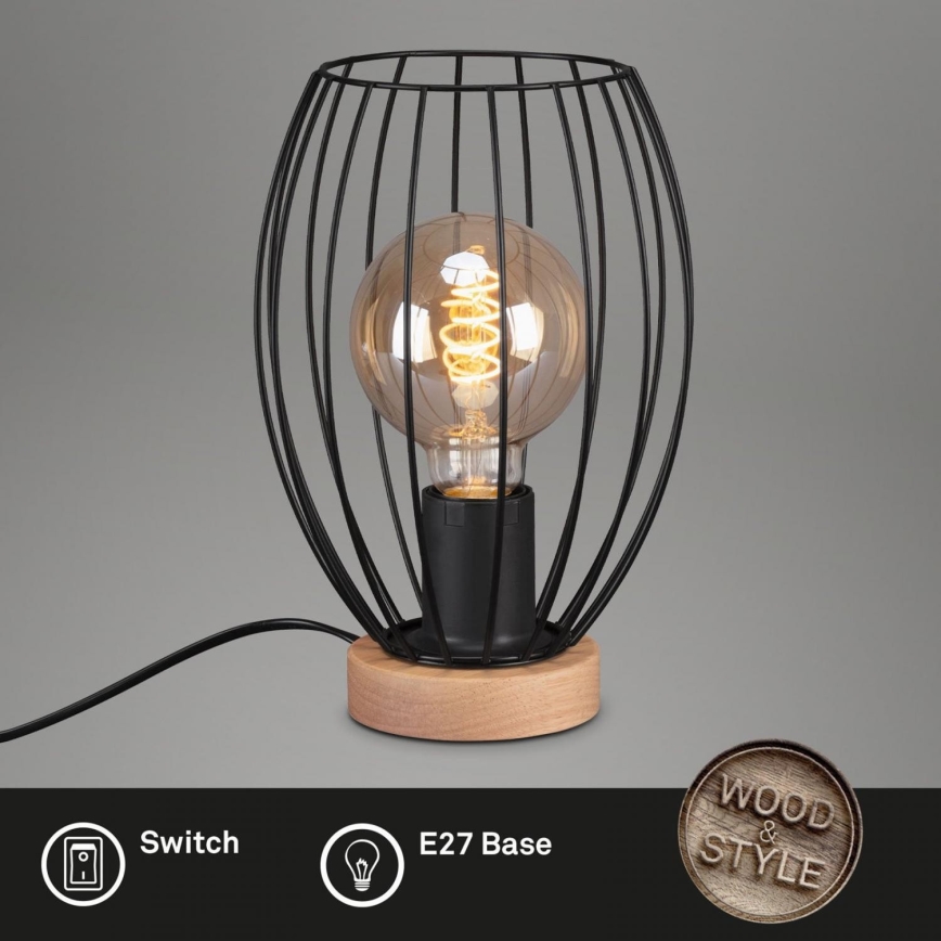 Brilo - Pöytävalaisin WAKTU 1xE27/25W/230V kumipuu