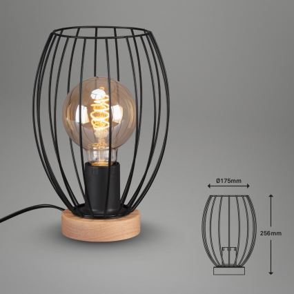 Brilo - Pöytävalaisin WAKTU 1xE27/25W/230V kumipuu