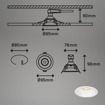 Brilo - SETTI 3x Kylpyhuoneen upotettu valo 1xGU10/9W/230V IP23 valkoinen