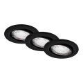 Brilo - SETTI 3x LED Kylpyhuoneen upotettava valo 1xGU10/5W/230V IP23 musta