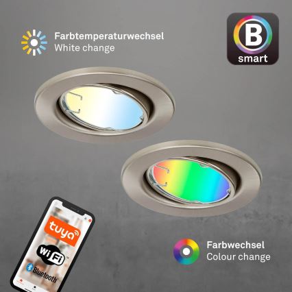 Brilo - SETTI 3x LED RGBW Himmennettävä kylpyhuonevalo 1xGU10/4,9W/230V 2700-6500K Wi-Fi Tuya IP23 + kauko-ohjaus