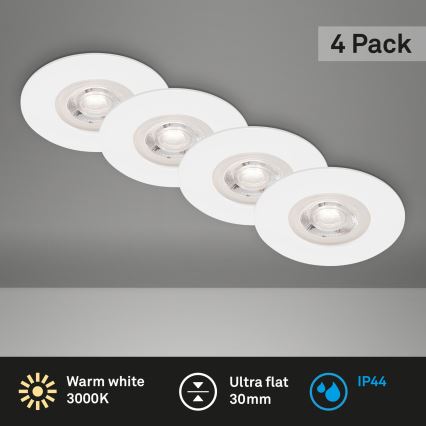 Brilo - SETTI 4x LED Kylpyhuoneen upotettava valo LED/4,9W/230V IP44 valkoinen
