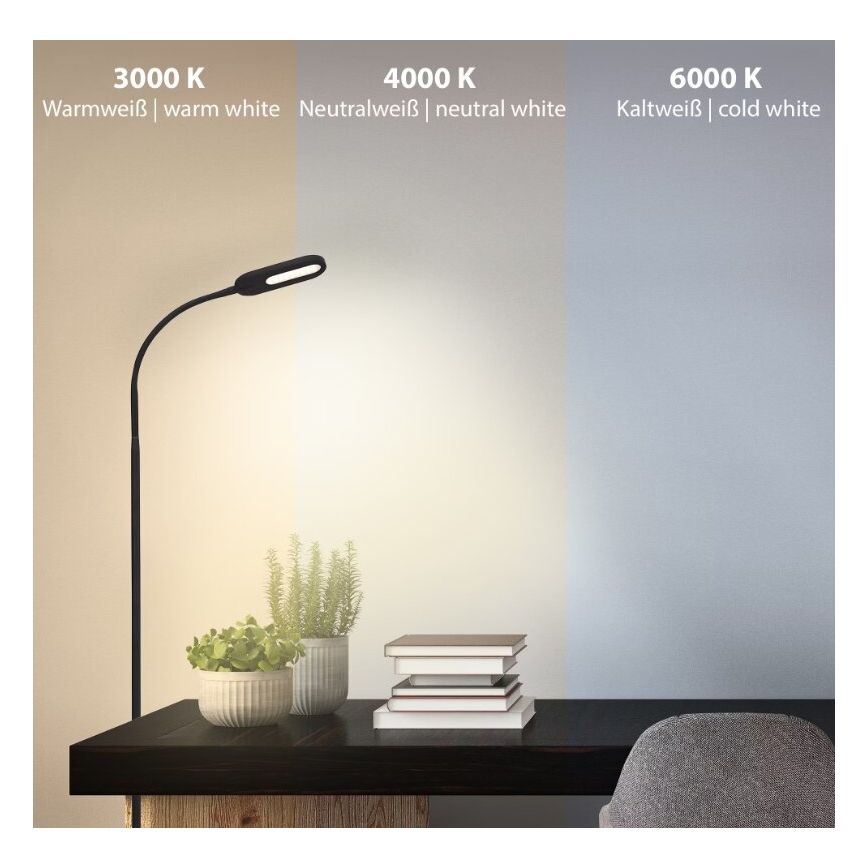 Briloner 1297-015 - LED himmennettävä joustava lattiavalaisin LED/6,6W/230V 3000K/4000K/6000K