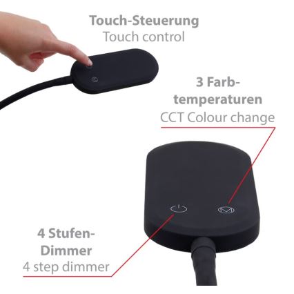 Briloner 1297-015 - LED himmennettävä joustava lattiavalaisin LED/6,6W/230V 3000K/4000K/6000K