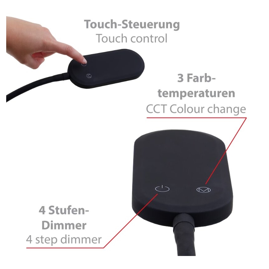 Briloner 1297-015 - LED himmennettävä joustava lattiavalaisin LED/6,6W/230V 3000K/4000K/6000K