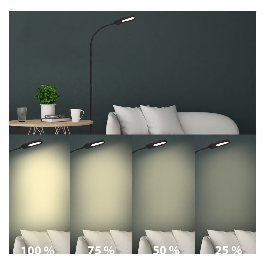 Briloner 1297-015 - LED himmennettävä joustava lattiavalaisin LED/6,6W/230V 3000K/4000K/6000K