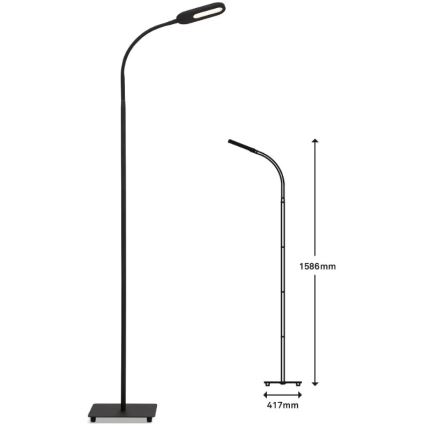 Briloner 1297-015 - LED himmennettävä joustava lattiavalaisin LED/6,6W/230V 3000K/4000K/6000K