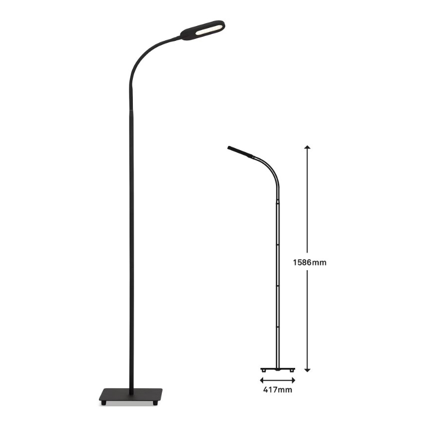 Briloner 1297-015 - LED himmennettävä joustava lattiavalaisin LED/6,6W/230V 3000K/4000K/6000K