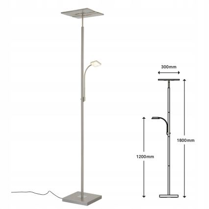 Briloner 1328-022 - himmennettävä lattiavalaisin LED/21W/230V + LED/3,5W mattakromi