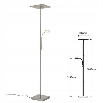 Briloner 1328-022 - himmennettävä lattiavalaisin LED/21W/230V + LED/3,5W mattakromi