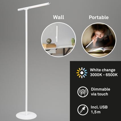 Briloner 1384-016 - LED himmennettävä kosketuslattiavalaisin 2-in-1 EVERYWHERE LED/2,3W/5V 2000 mAh