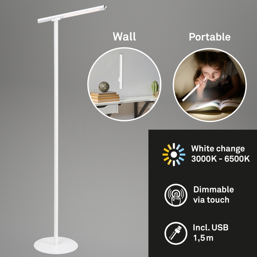 Briloner 1384-016 - LED himmennettävä kosketuslattiavalaisin 2-in-1 EVERYWHERE LED/2,3W/5V 2000 mAh