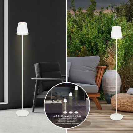 Briloner 1438016 - LED Himmennettävä kosketus lattialamppu 3in1 LED/3,5W/5V IP44 3000K 38-130 cm valkoinen