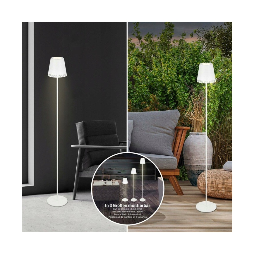 Briloner 1438016 - LED Himmennettävä kosketus lattialamppu 3in1 LED/3,5W/5V IP44 3000K 38-130 cm valkoinen