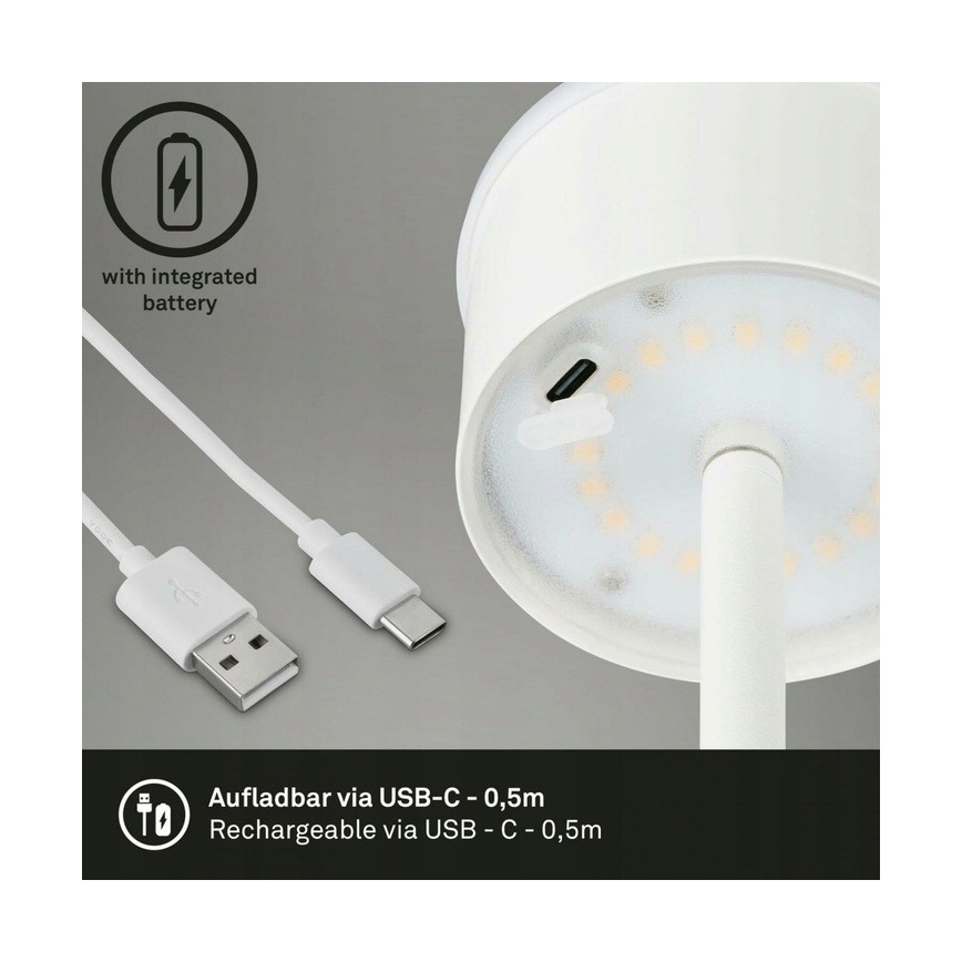 Briloner 1438016 - LED Himmennettävä kosketus lattialamppu 3in1 LED/3,5W/5V IP44 3000K 38-130 cm valkoinen