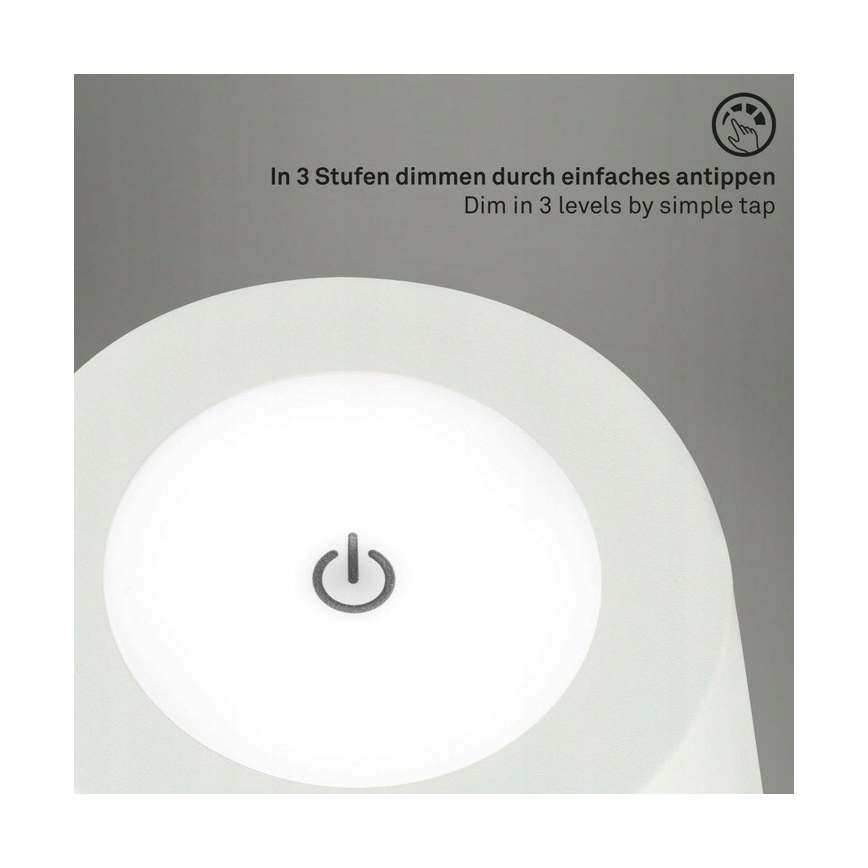 Briloner 1438016 - LED Himmennettävä kosketus lattialamppu 3in1 LED/3,5W/5V IP44 3000K 38-130 cm valkoinen