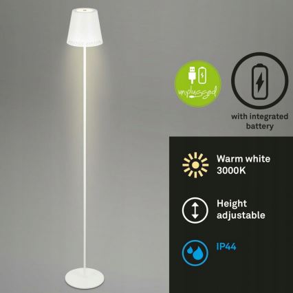 Briloner 1438016 - LED Himmennettävä kosketus lattialamppu 3in1 LED/3,5W/5V IP44 3000K 38-130 cm valkoinen