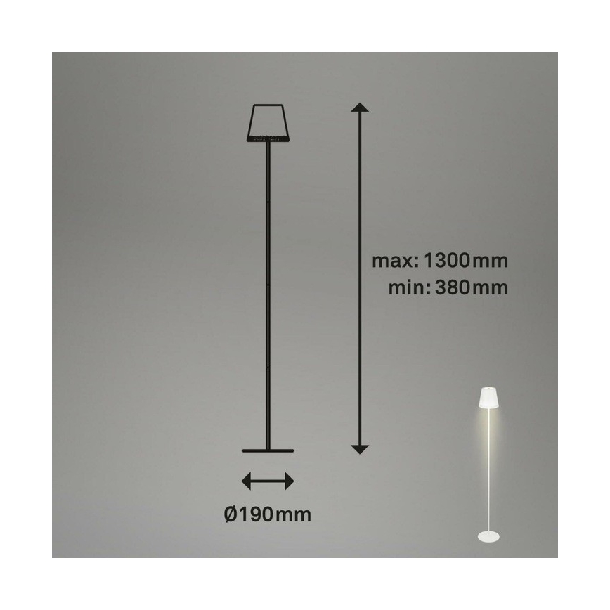 Briloner 1438016 - LED Himmennettävä kosketus lattialamppu 3in1 LED/3,5W/5V IP44 3000K 38-130 cm valkoinen
