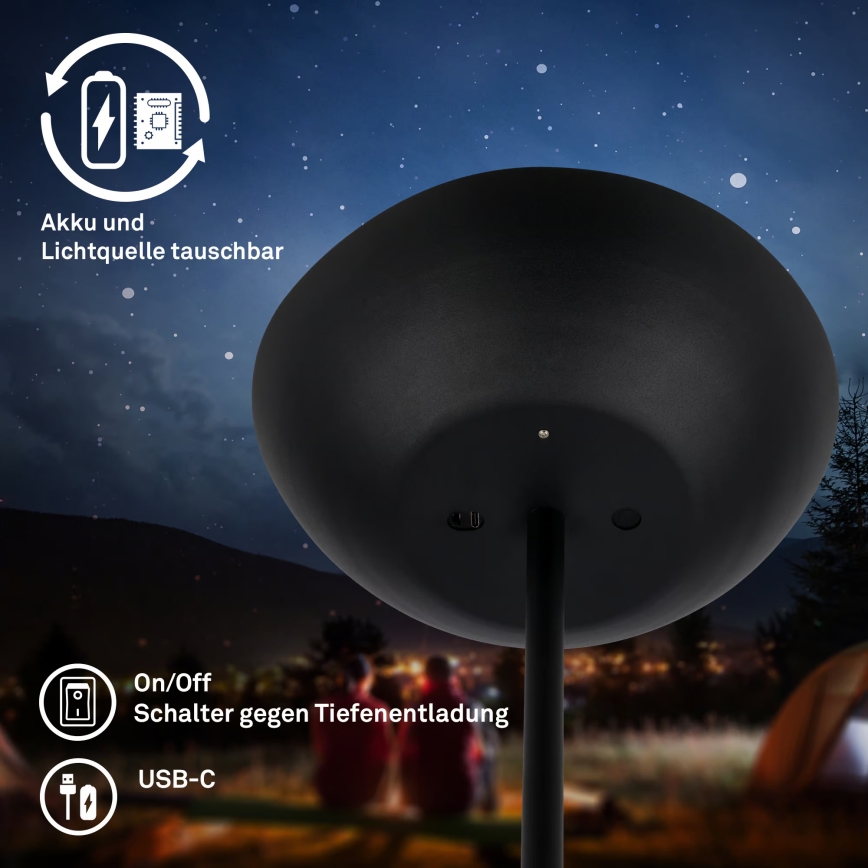 Briloner 1500015 - ESTATE himennettävä LED-lattiavalaisin LED/8W/5V 4000 mAh musta