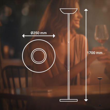 Briloner 1500015 - ESTATE himennettävä LED-lattiavalaisin LED/8W/5V 4000 mAh musta