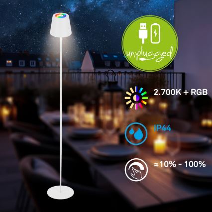 Briloner 1507016 - himmennettävä LED-lattiavalaisin KIKI LED/4,3W/5V IP44 2600 mAh valkoinen