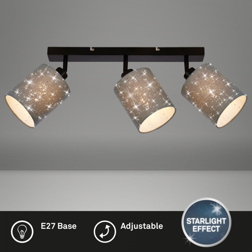 Briloner 2078-034 - Kohdevalo SPOTLIGHT 3xE27/25W/230V harmaa/musta