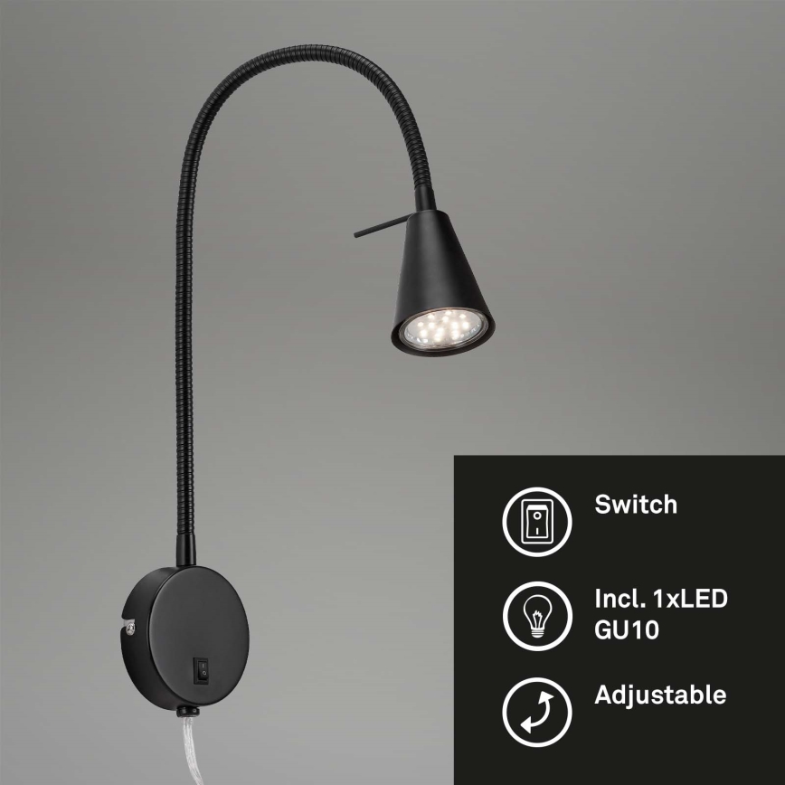 Briloner 2082-015 - LED säädettävä seinävalaisin COMFORT LIGHT 1xGU10/5W/230V musta