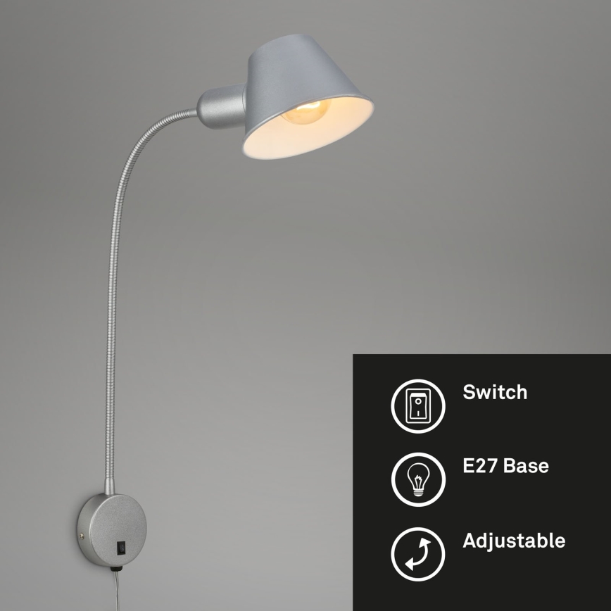 Briloner 2089-014 - BRELLO säädettävä seinävalaisin 1xE27/10W/230V mattakromi
