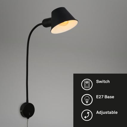 Briloner 2089-015 - Säädettävä seinävalaisin BRELLO 1xE27/10W/230V musta