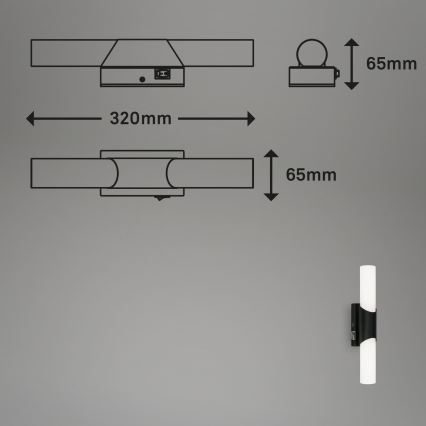 Briloner 2111-015 - LED kylpyhuoneen peilivalaisin LED/6,5W/230V 32 cm musta