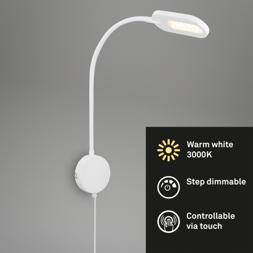 Briloner 2177016 - LED Himmennettävä seinä joustava lamppu LED/6W/230V valkoinen