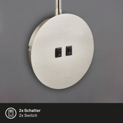 Briloner 2178012 - LED Joustava seinävalaisin 1xE14/10W/230V + LED/3W mattakromi