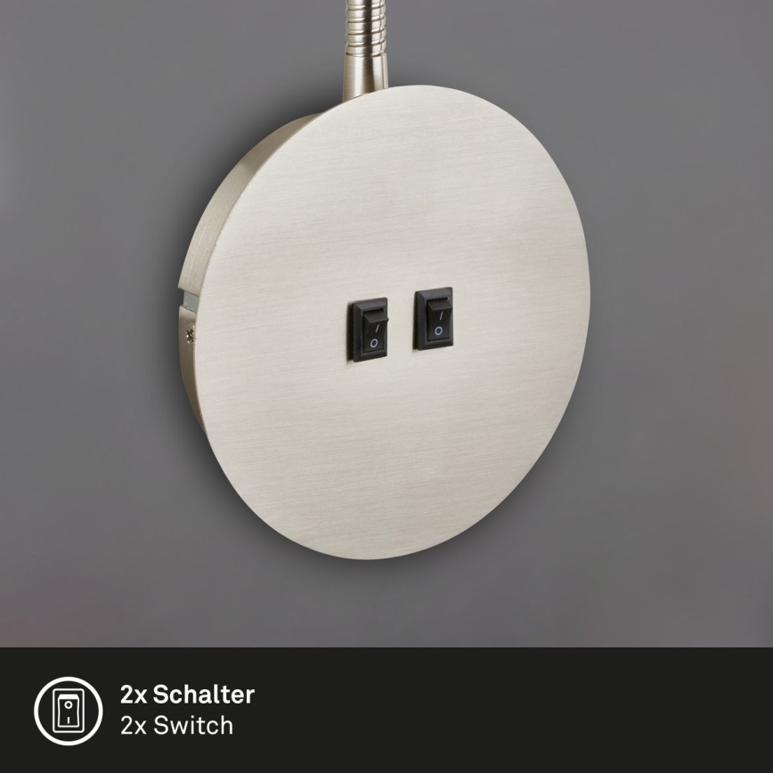 Briloner 2178012 - LED Joustava seinävalaisin 1xE14/10W/230V + LED/3W mattakromi