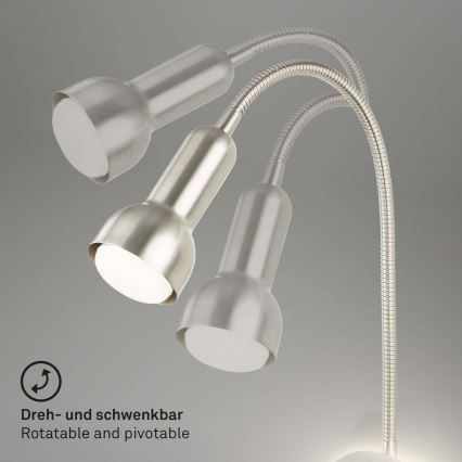 Briloner 2178012 - LED Joustava seinävalaisin 1xE14/10W/230V + LED/3W mattakromi