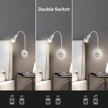 Briloner 2178012 - LED Joustava seinävalaisin 1xE14/10W/230V + LED/3W mattakromi