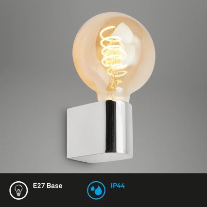 Briloner 2182-018 - Kylpyhuoneen seinävalaisin DONGA 1xE27/10W/230V IP44 kiiltävä kromi