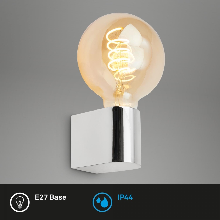 Briloner 2182-018 - Kylpyhuoneen seinävalaisin DONGA 1xE27/10W/230V IP44 kiiltävä kromi