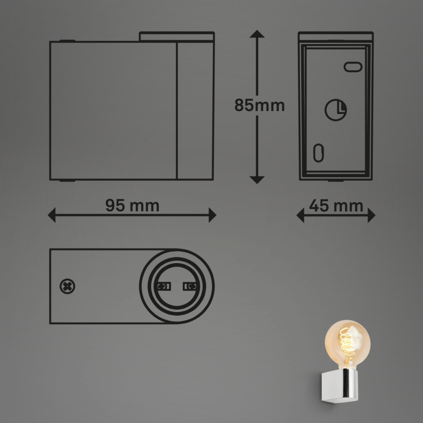 Briloner 2182-018 - Kylpyhuoneen seinävalaisin DONGA 1xE27/10W/230V IP44 kiiltävä kromi
