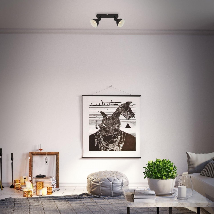 Briloner 2674-025 - Kohdevalo RETRO 2xE14/25W/230V musta