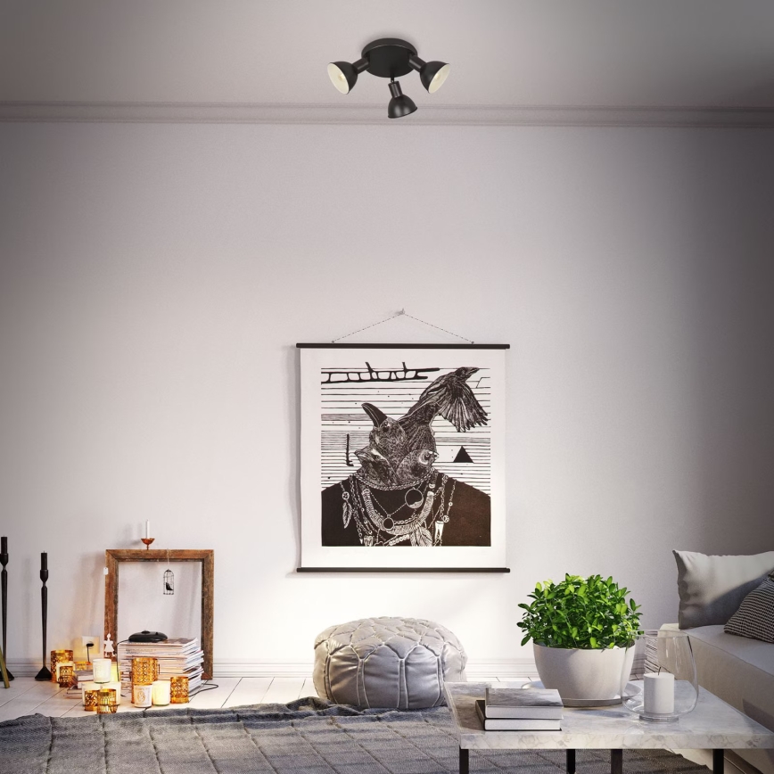 Briloner 2674-035 - Kohdevalo RETRO 3xE14/25W/230V musta