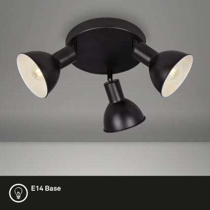 Briloner 2674-035 - Kohdevalo RETRO 3xE14/25W/230V musta