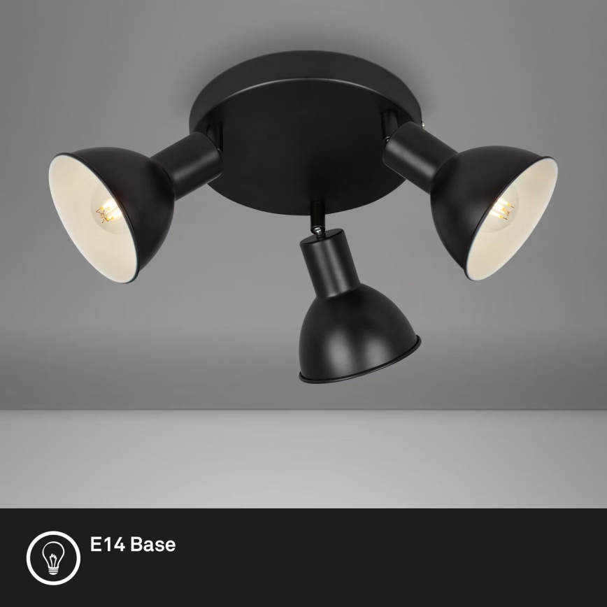 Briloner 2674-035 - Kohdevalo RETRO 3xE14/25W/230V musta