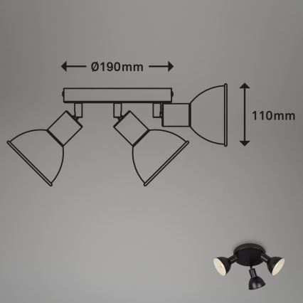 Briloner 2674-035 - Kohdevalo RETRO 3xE14/25W/230V musta